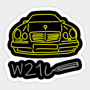 Mercedes W210 siple sketch grey yellow Sticker